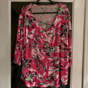 Palm Grove Pink top size 3x